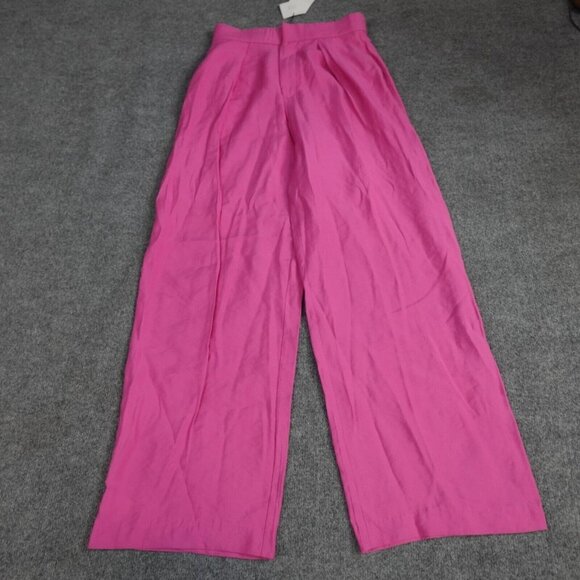 Zara Women's Pants M Pink Wide Leg High Rise Pleated NEW - Picture 1 of 12